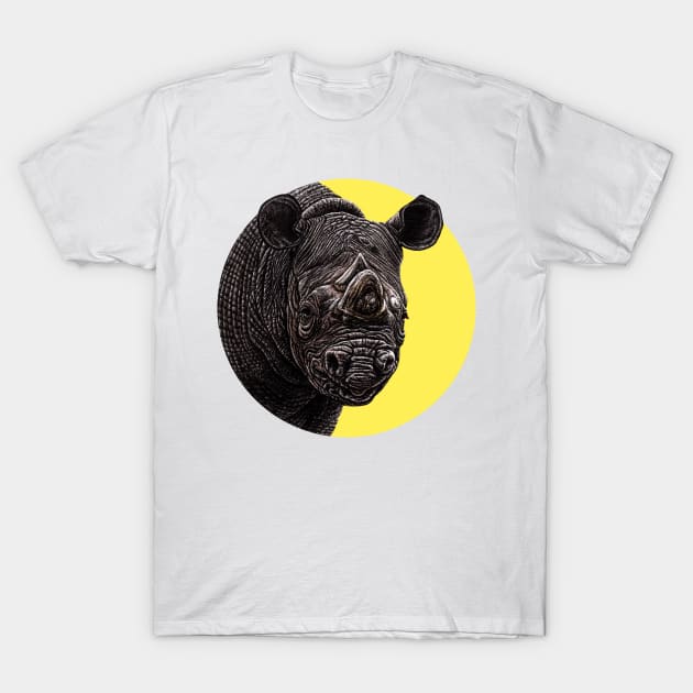 Black rhino T-Shirt by lorendowding